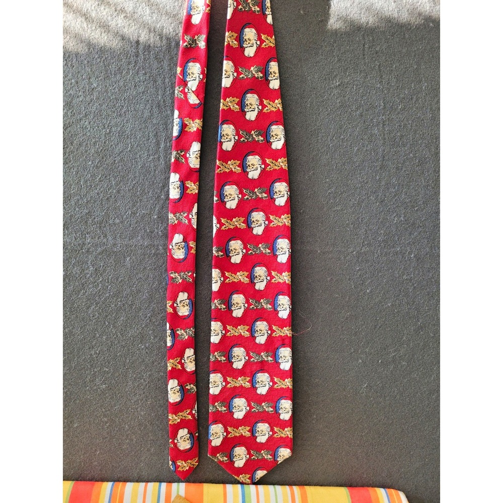 FN Men's Designer Tie Red Vintage Santa Claus Novelty Christmas Holiday